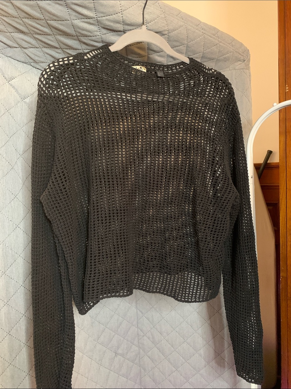 COS Black Open-Knit Cropped Sweater